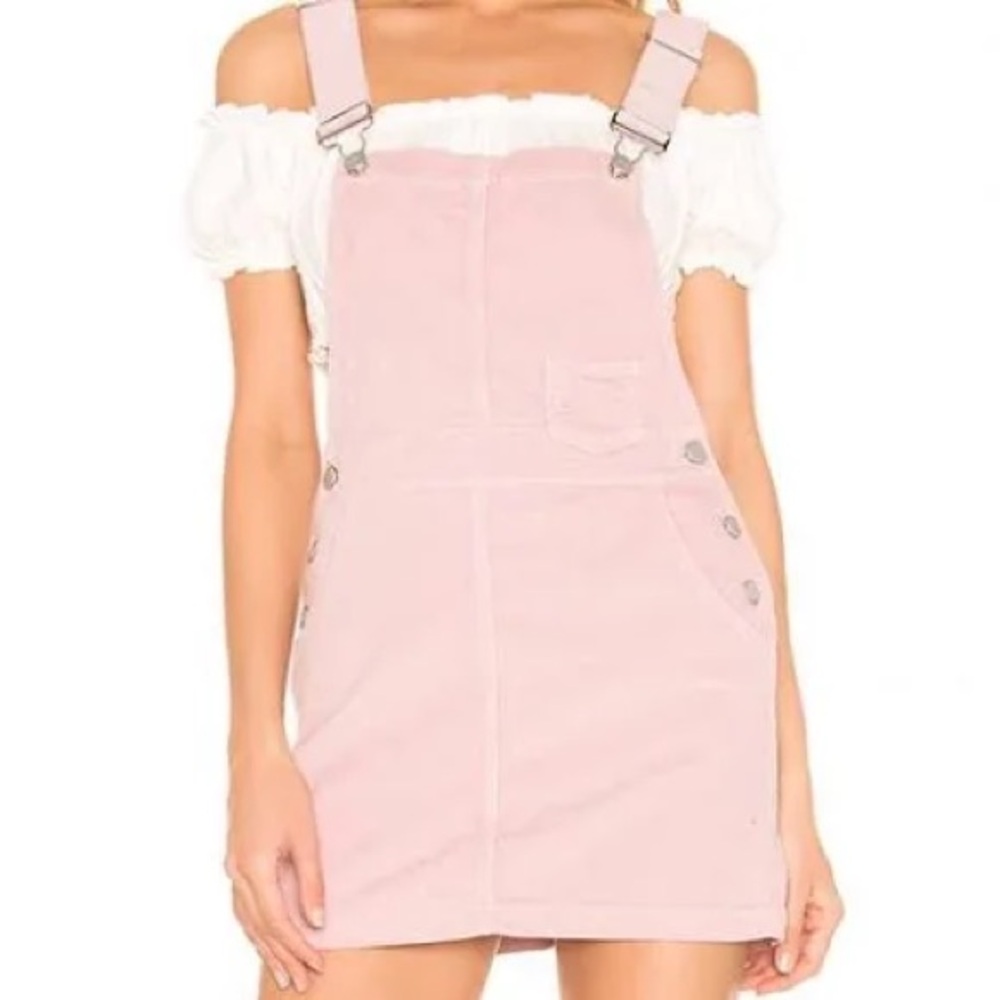 Lovers + Friends Pink Corduroy Overall Dress